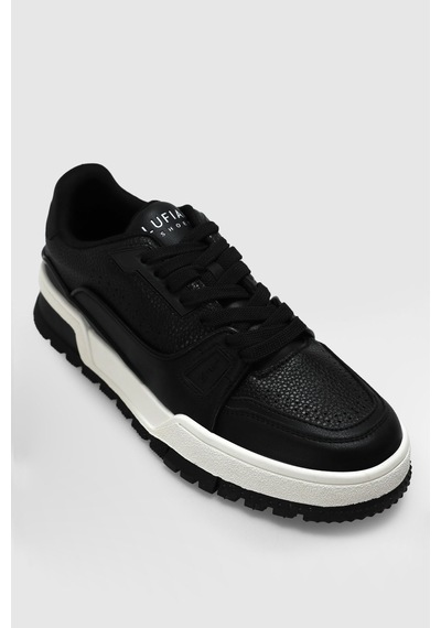 Lufian Albert Erkek Deri Sneaker Ayakkabı Siyah Siyah
