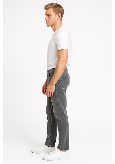 Erkek Slim Fit Dar Paça Esnek Likralı Denim Jeans Kot Pantolon - 7411 Gri