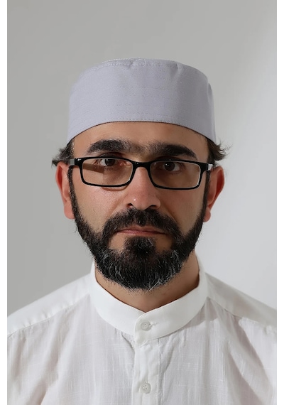 Elif Vav Nakışlı Kalıp Namaz Takkesi - Gri Gri