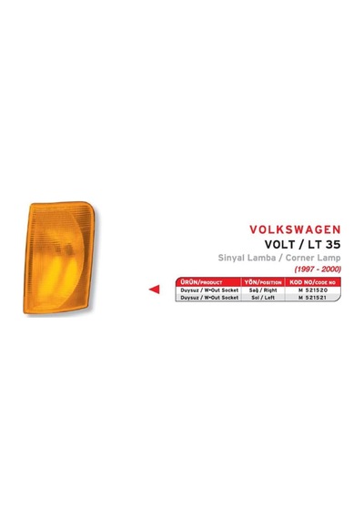 Sag On Sınyal Lambası Sarı-duysuz Volkswagen Lt 97-07