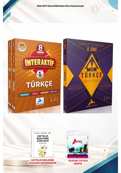 2026-2027 Paraf Yayınları 8. Sınıf 2 Kitap Seti - Türkçe İnteraktif + Lgs Mor