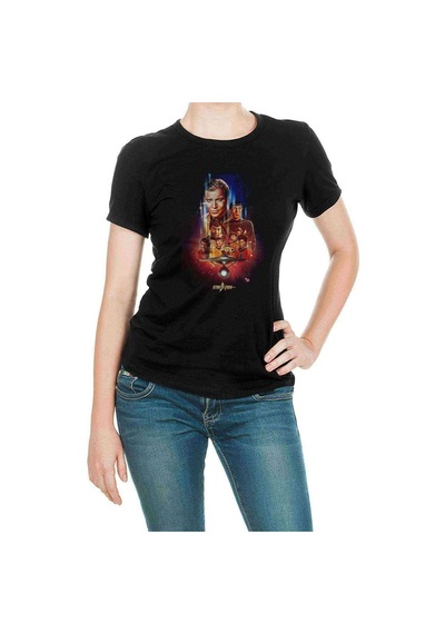 Star Trek Online Romulan Klingon Logo Baskılı Siyah Kadın Tshirt