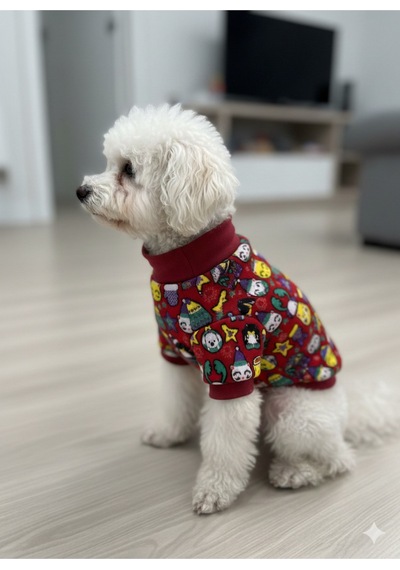 Kedi - Köpek İçi Şardonlu - Boğazlı Kışlık Sweat - Kıyafet - Mont - Yelek - Yağmurluk