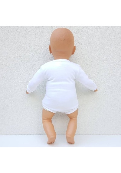 Bebegen Beyaz Sade Uzun Kollu Alttan Çıt-Çıtlı Badi Zıbın Beyaz