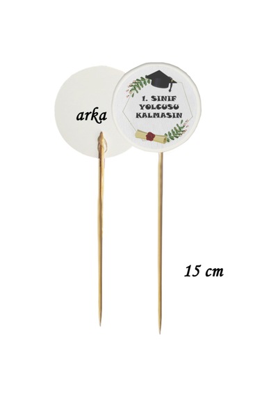 15 Cm Uzun Kürdan - 20 Adet 1. Sınıf Yolcusu Kalmasın Mezuniyet Baskılı Kürdan