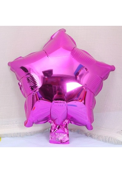 10 İnç Mini Yıldız Folyo Balon Fuşya 5 Adet