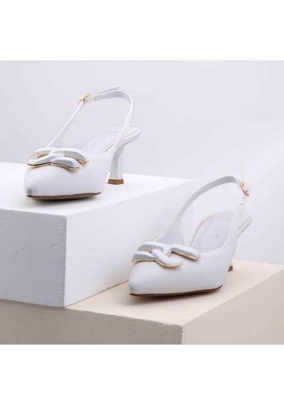 Ruxene Mui Kapalı Sivri Burun 6cm İnce Topuk Toka Detaylı Arkası Açık Stiletto - Topuklu Ayakkabı 001