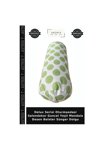 Delux Serisi Oturmaodasi Salondekor Guncel Yeşil Mandala Desen Bolster Sünger Dolgu