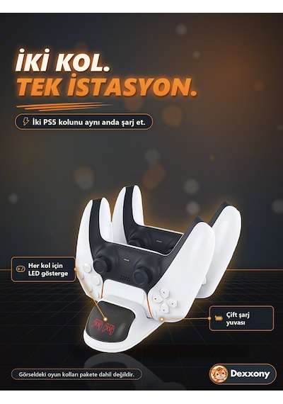 Ps5 Kol Şarj İstasyonu Dualsense Çift Kol Şarj Standı Led Göstergeli Type-c Ps5 Slim Pro Uyumlu