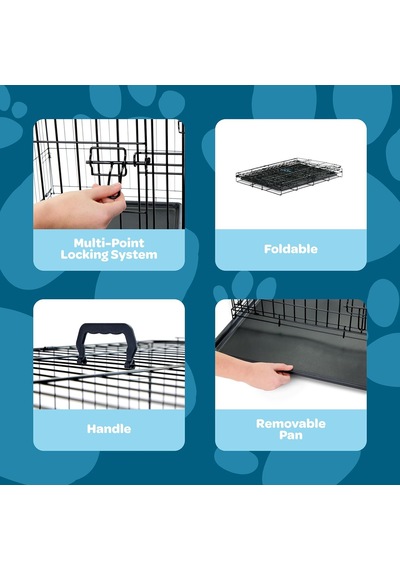 Güvenli Ve Katlanabilir Tek Kapılı Metal Köpek Kasası, Orta