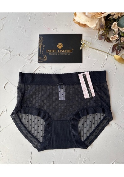 Lily Baby Puantiyeli Pamuk Ağlı Transparan Esnek Normal Bel İthal Siyah