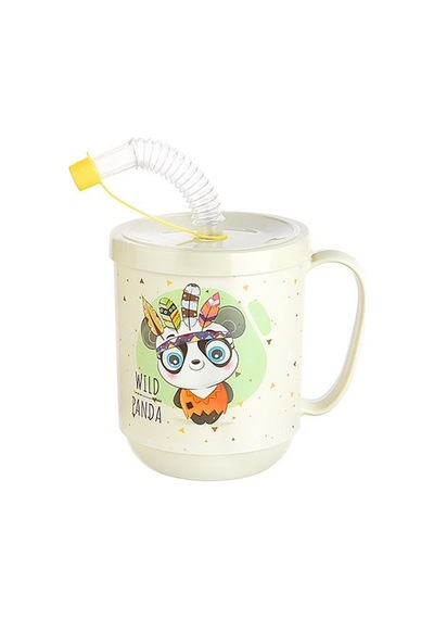 3 Adet Pipetli Çocuk Içecek Bardağı Desenli Bardak 350 Ml Mavi