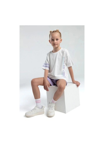 Rolypoly Kız Çocuk Şort Takım - Beyaz/lila Beyaz/lila