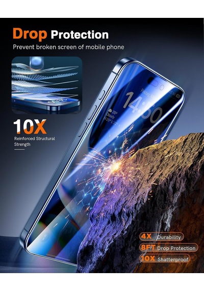 İphone 17 Pro Max Uyumlu, Tam Kaplayan Hayalet Kırılmaz Ekran Koruyucu - Uygulama Aparatlı Kolay Uygulama İphone 17 Pro Max