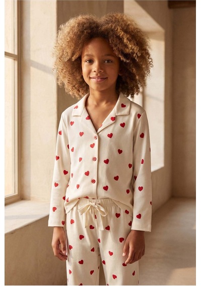 Katia&bony Kız Çocuk Kalpli Pijama Takımı Ekru Ekru