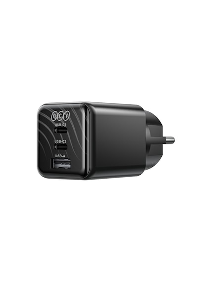 67w 3 Portlu Gan Hızlı Şarj Adaptörü - 2x Type-c + 1x Usb-a Şarj Cihazı Siyah