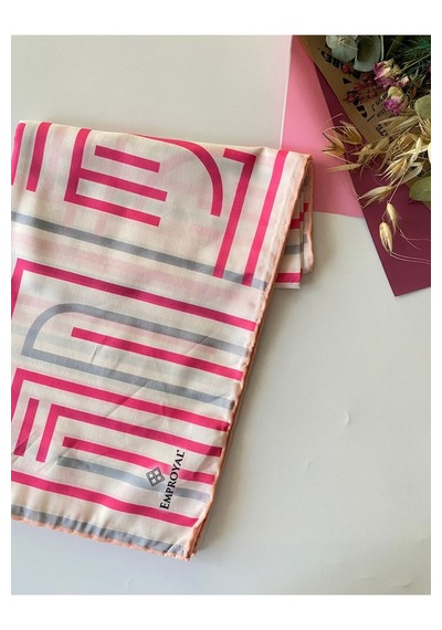 Emproyal Çizgi Desen Proline Eşarp Pembe