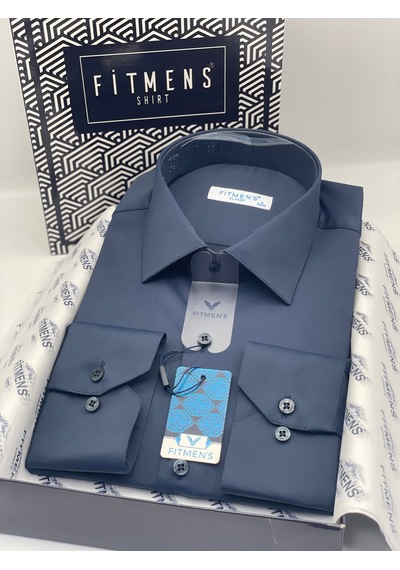 Fitmens Klasik Uzun Kol Cepsiz Likralı Rahat Kumaş Erkek Gömlek Fs-004517 - Lacivert-3190