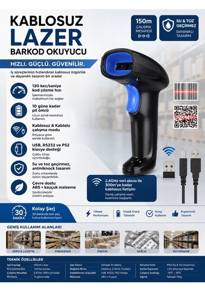Kablosuz Barkod Okuyucu Fiş Yazıcı Barkodlu Satış Programı