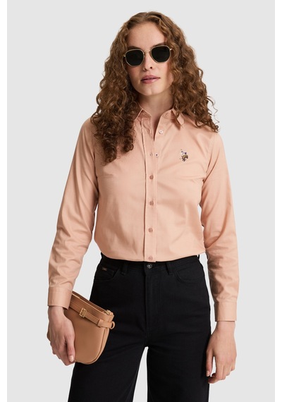 U.S. Polo Assn. Kadın Pembe Uzun Kollu Basic Gömlek 50329503 Vr172 Rose Gold