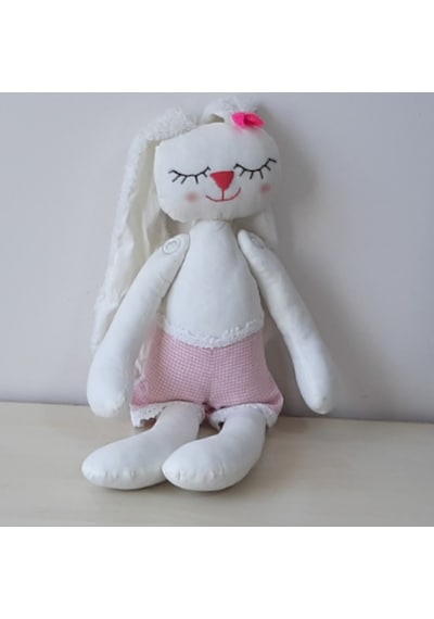 Peluş Oyuncak El Dikimi Uyku Tavşanı Sarı Elbiseli