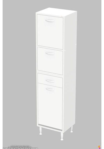 Vio 45 Cm Fırın Dolabı Sepetli Çekmeceli 2 Kapak Kiler Mutfak Dolabı Beyaz