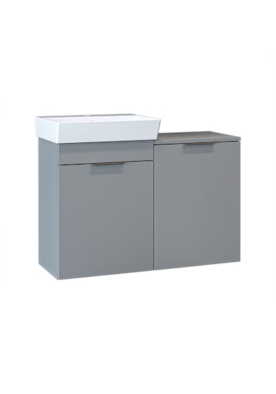 Dubai Kapaklı Ve Sepetli 92.2 Cm Mdflam Banyo Dolabı, Lavabolu Banyo Alt Dolabı Kül Gri Dubai Kapaklı Ve Sepetli 92.2 Cm Mdflam Banyo Dolabı, Lavabolu Banyo Alt Dolabı Kül Gri