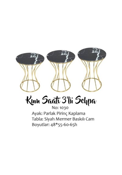 Brc Kum Saati Zigon Siyah Mermer Desen Metal Transmisyon Çelik Go (411812821)
