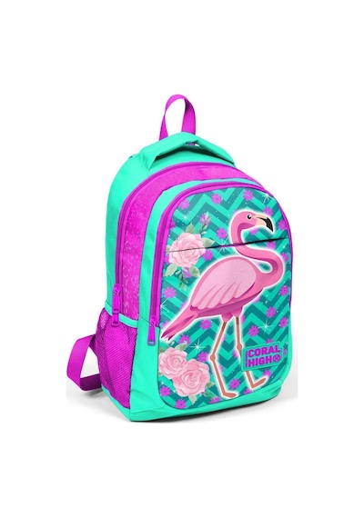 Coral High Turkuaz Flamingo Desenli Okul Çantası 14382