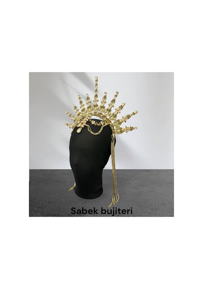 Alınlıklı Büyük After Gelin Tacı ,kına,nişan,söz,after,bride,party Taç Sarı - 707821223 Sarı