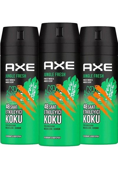 Axe Jungle Fresh Erkek Sprey Deodorant 3 x 150 ML