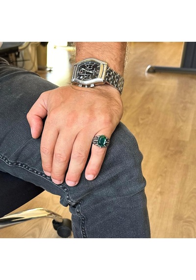 Sterling Gümüş Pençe Yüzük, Yeşil Paraiba Yapay Taşı İle - El Yapımı Yüzük, Oğlak Burcu İçin Odaklanma Ve Başarı Gümüş