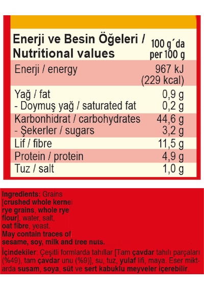Mestemacher Tam Tahıllı Çavdar Ekmeği 500 G