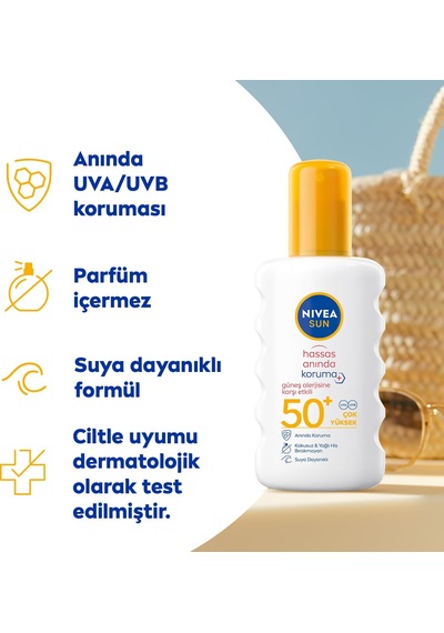 Nıvea Sun Spf50 Hassas Ciltlere Özel Çok Yüksek Güneş Koruyucu Sprey 200ml, Güneş Alerjisine Karşı Etkili,kokusuz Sku: Smg8690010401175 Açık Bej