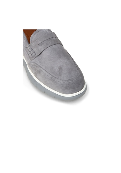 Deery Erkek Gri Hakiki Süet Loafer Ayakkabı - 02045mgrıe01