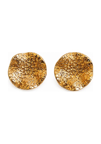 Aura Collection Marella Gold Dokulu Yuvarlak Çelik Küpe Altın Altın