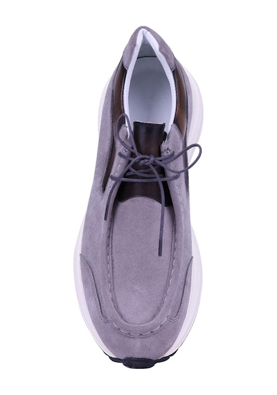 Shoetyle - Gri Hakiki Süet Deri Bağcıklı Erkek Günlük Ayakkabı 115-k525-1373 Gri
