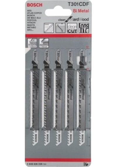 Bosch T 301 CDF Clean For Hard Wood Dekupaj Testeresi Bıçağı 5'Li - 2608636229