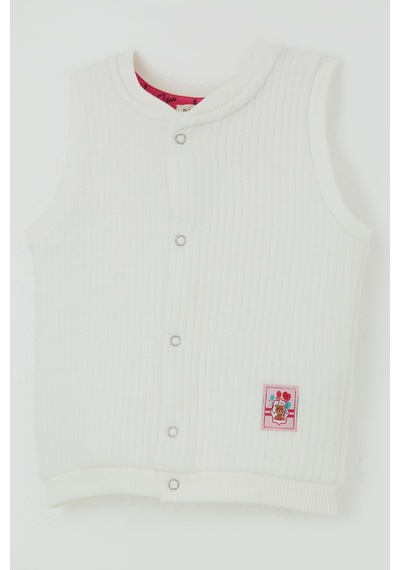 Breeze Kız Bebek Yelek Çıtçıtlı Balonlu Sevimli Ayıcık Armalı 4 Ay-4 Yaş, Ekru Ekru