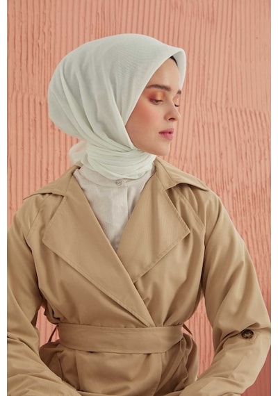 Miray Düz Pamuk Eşarp - Kırık Beyaz Beyaz