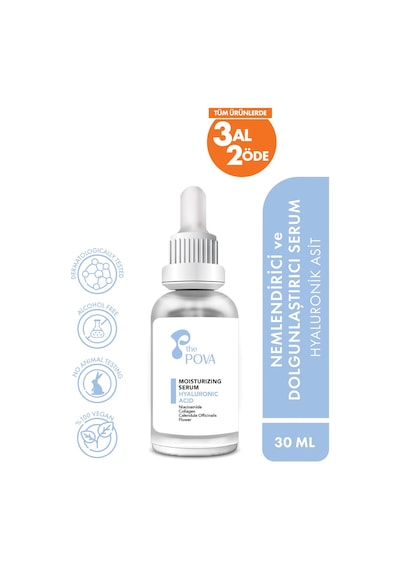 The Pova Hyaluronik Asit Nemlendirici ve Dolgunlaştırıcı Cilt Serumu – 30 ML