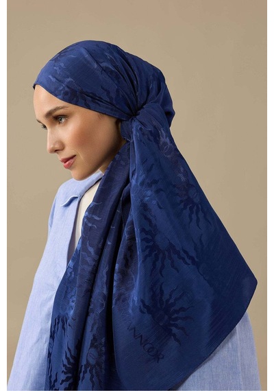 Imannoor Güneş Doğarken Lacivert Shiny Jakar Şal 70x200 Lacivert