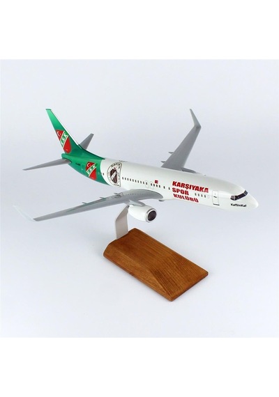 Thy038 1/100 Ölçek, Thy Karşıyaka Spor Logolu B737-800 Yolcu Uçağı, Sergilemeye Hazır Ahşap Standlı Model-56288