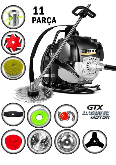Eisenn Germany EIS-BR11 Sırt Tipi Benzinli Ot Çalı Çim Biçme Tırpanı + 11 Parça Full Set Halı Yıkamalı