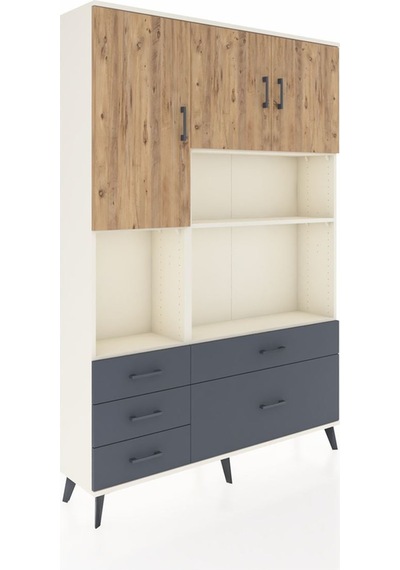 Arges Dolap 8 Raflı 5 Çekmeceli 3 Kapaklı 132x30x195 Aytaşı-çam/antrasit Atlas Çam/antrasıt