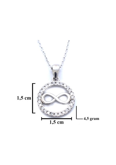 FerizZ Zirkon Taşlı Sonsuzluk Model Tasarım Gümüş Kolye GK-257