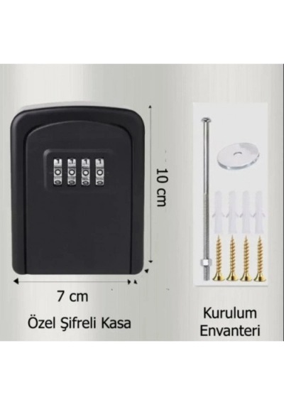 Mey İthalat Siyah Şifreli Anahtar Ve Eşya Saklama Güvenlik Kasası
