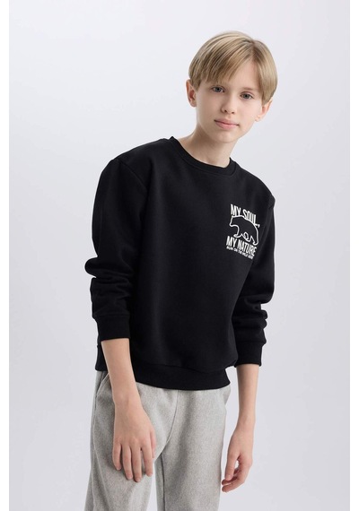 DeFacto Erkek Çocuk Bisiklet Yaka Sırt Baskılı İçi Yumuşak Tüylü Sweatshirt D6227A824CWBK81 DeFacto Erkek Çocuk Bisiklet Yaka Sırt Baskılı İçi Yumuşak Tüylü Sweatshirt D6227A824CWBK81