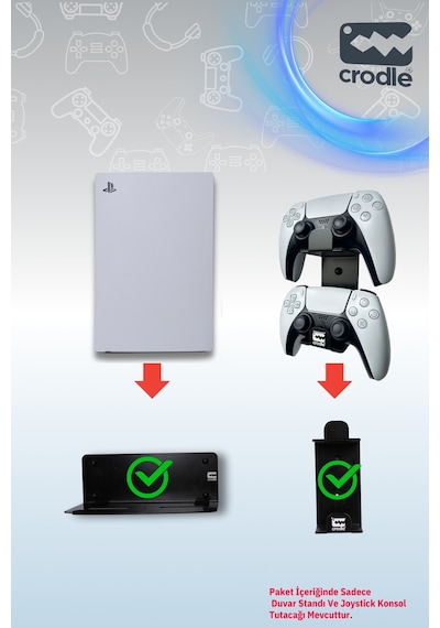 2'li PS5 - PS5 Slim Duvar Standı Joystick Konsol Tutacağı Gaming Aksesuar