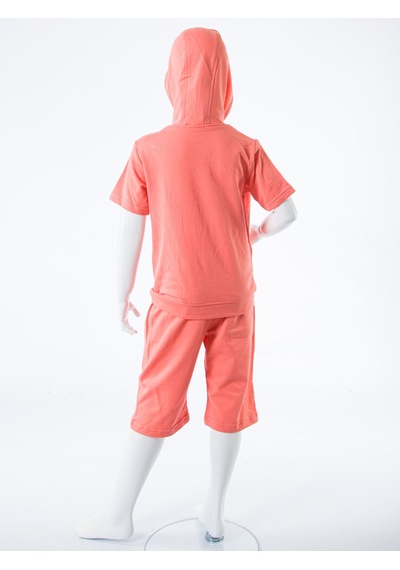 Xo Kids Erkek Çocuk Yazlık 2li Alt Üst Takım Tişort + Şort 8-14 Yaş 4222 Coral